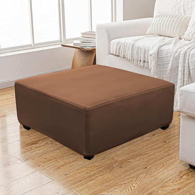 Super Stretch 40x40x15 inch Square Ottoman Cover- Soft Form Fit Ottoman Cover - Image 2