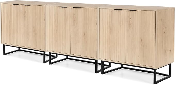 EYYTHUNG Fluted Storage Cabinet Set of 3, Sideboard Buffet Cabinet Modern by EYYTHUNG