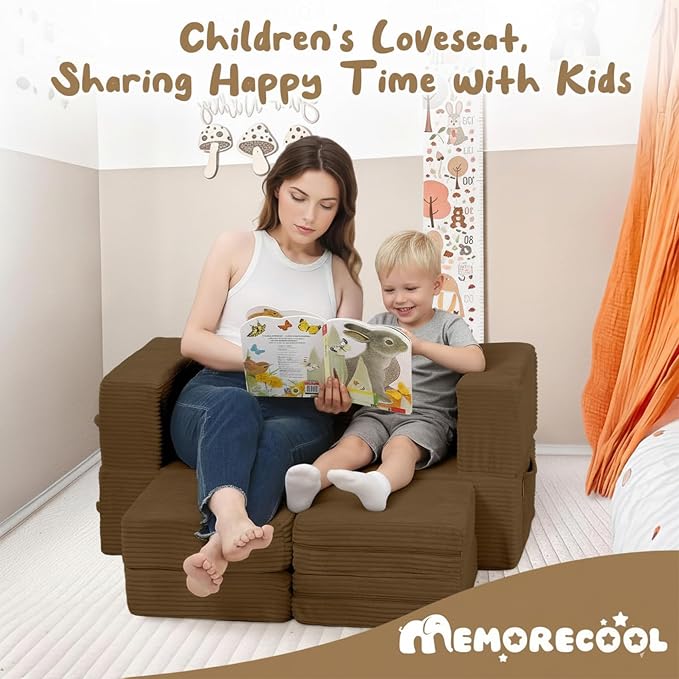 MeMoreCool Modular Kids Couch, Corduroy Play Toddler Couch - Image 4