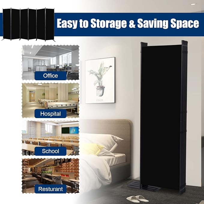 Room Divider 6FT Portable Room Dividers and Folding Privacy Screens, 6 Panel - Image 4