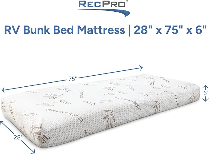 RecPro RV Bunk Bed Mattress Memory Foam Mattress 6" Gel Infused w/Bamboo - Image 2