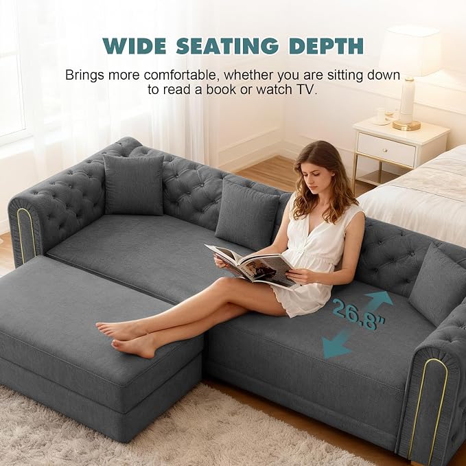 90.6'' Velvet Folding Floor Sofa Bed - Image 4