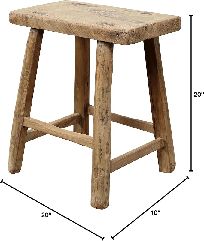 Artissance Rustic Wooden Stool – Handmade Reclaimed Wood Stool, Vintage - Image 9