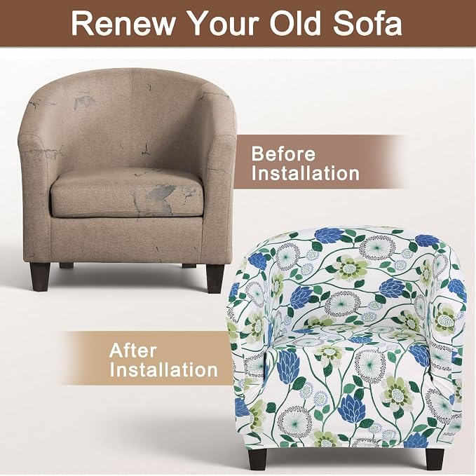 SearchI Club Chair Slipcover Stretch Barrel Chair Covers Printed Tub Chair - Image 6