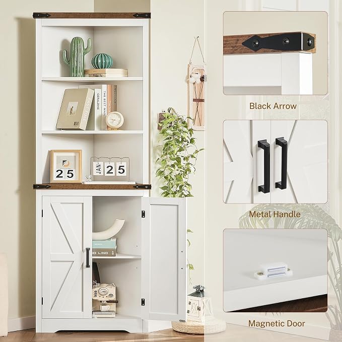 TEENFON Farmhouse Corner Cabinet, Bathroom Cabinet - Image 8