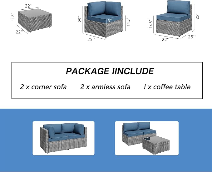 5 Piece Outdoor Patio Furniture Set, All Weather Conversation Set - Image 7