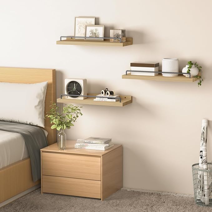 RYOFOBETTO Floating Shelves for Wall Decor, Light Brown Wood Shelves for - Image 6