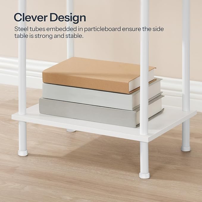 HOOBRO Side Table with Charging Station, Nightstand with 2-Layer Storage Shelves - Image 8