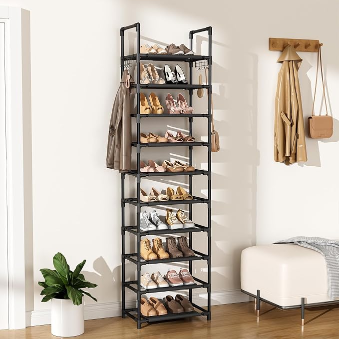 LANTEFUL 10 Tiers Shoe Rack 25 Pairs Large Capacity Tall Shoe Organizer Sturdy - Image 7