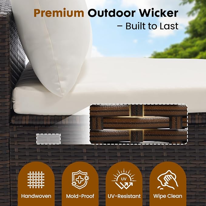 DUMOS 7 Piece Outdoor Patio Sectional Sofa, Modular Wicker Furniture Set - Image 5