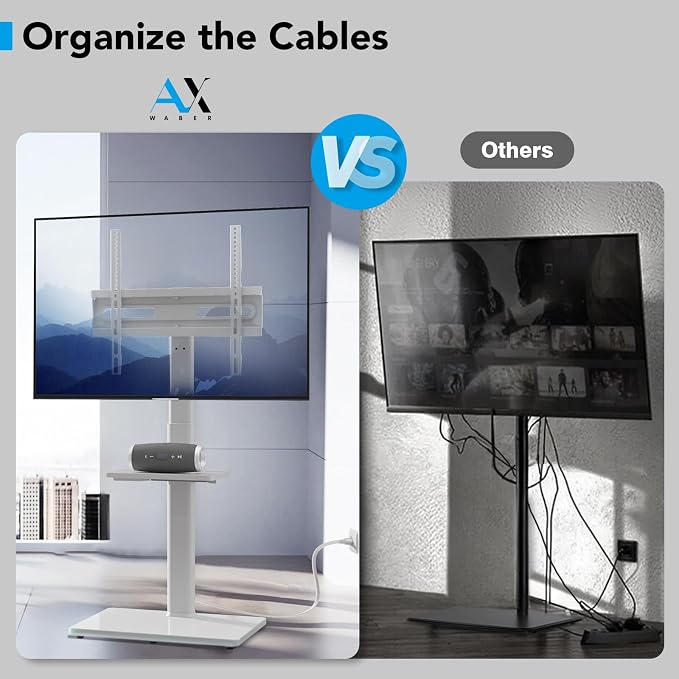 AX WABER Floor TV Stand with Power Outlet& Shelf, Universal TV Stand Mount - Image 5