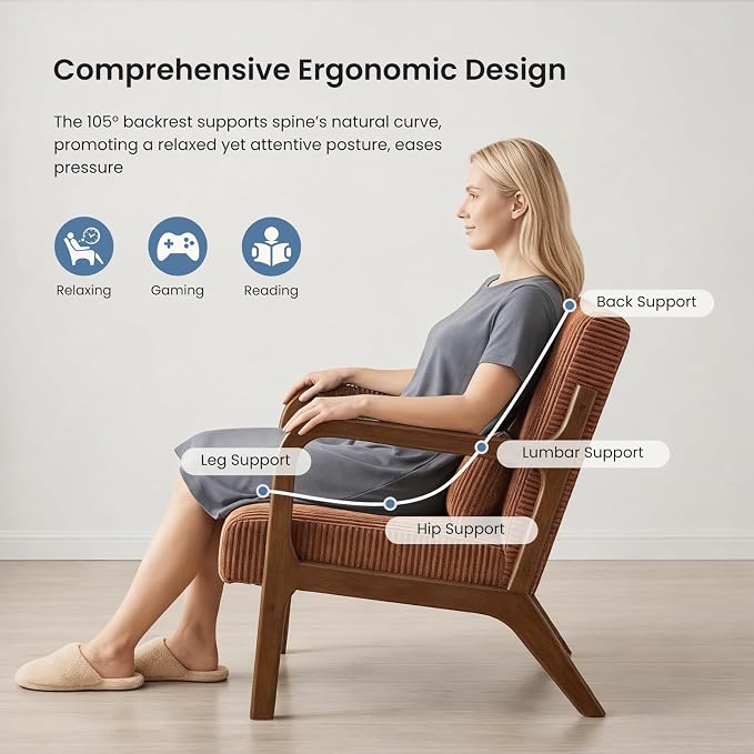 DUMOS Mid Century Modern Accent Chair, Upholstered Armchair - Image 6