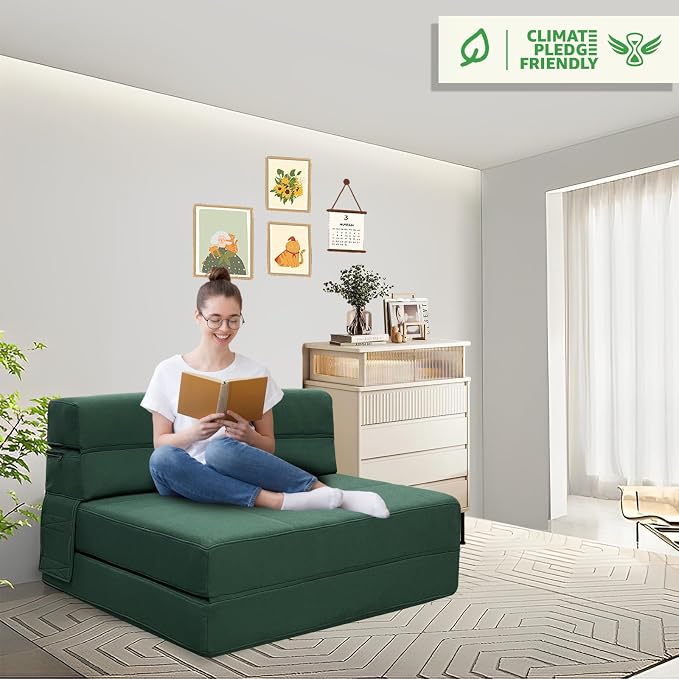 ANONER Fold Out Couch Bed Memory Foam Sleeper Chair - Image 4