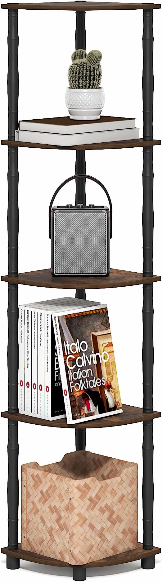 Furinno Turn-N-Tube Storage Shelves, 5-Tier Corner Book Shelf, Standing Corner by Furinno-FitsYourSpaceFitsYourBudget