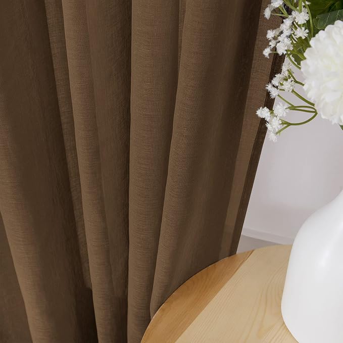 Tollpiz Short Sheer Curtain Living Room Linen Textured Curtains Sheer Light - Image 3