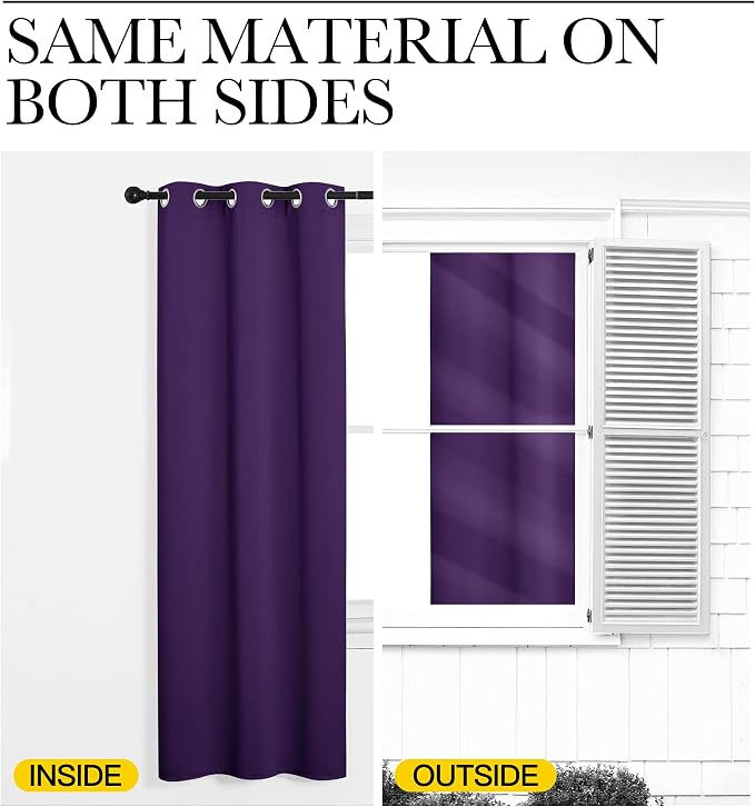 NICETOWN Purple Blackout Curtains 90 inches Long, Niose Reducing and Thermal - Image 6