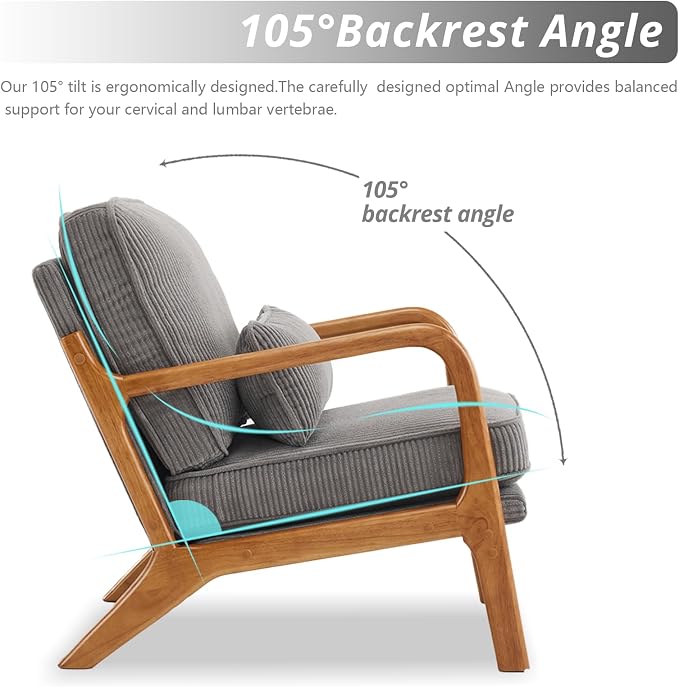 Karl home Mid-Century Modern Accent Chair, Living Room Chairs - Image 5