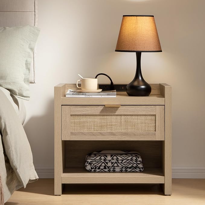 SICOTAS Rattan Nightstand End Table - Image 6