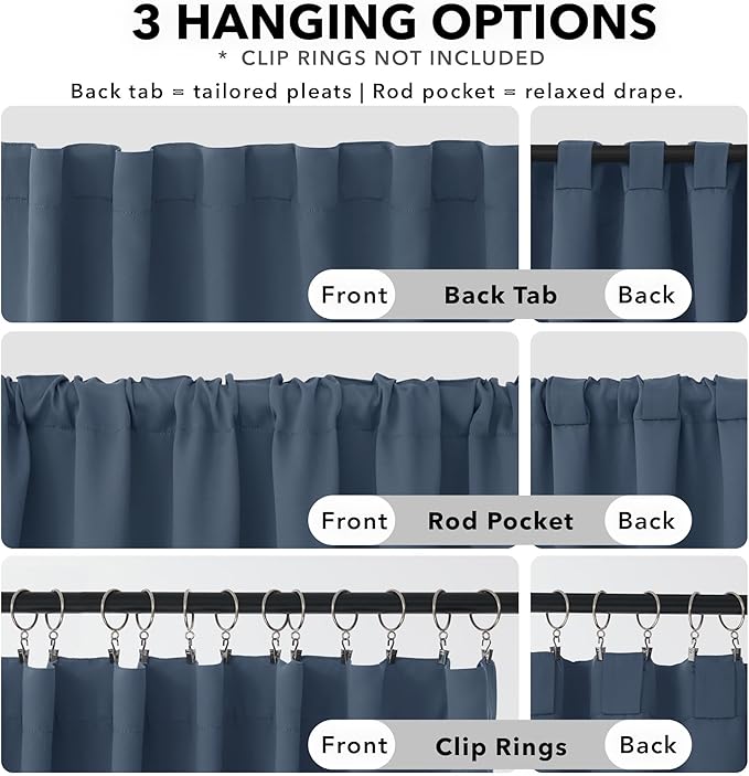 Deconovo Blackout Curtains, Thermal Insulated, W42 x L95 2 Panels, Back Tab - Image 2