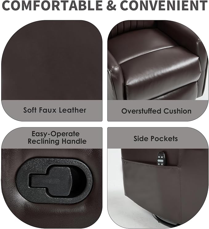 Trustyue Swivel Rocker Recliner Chair, 360° Swivel Recliner - Image 5