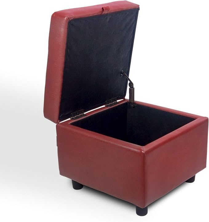 H&B Luxuries Tufted Leather Square Flip Top Storage Ottoman Cube Foot Rest - Image 8