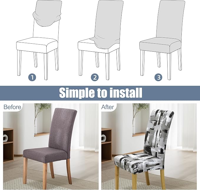 BIETYONE Stretch Dining Chair Covers Set of 6, Soft Removable Washable Kitchen - Image 4