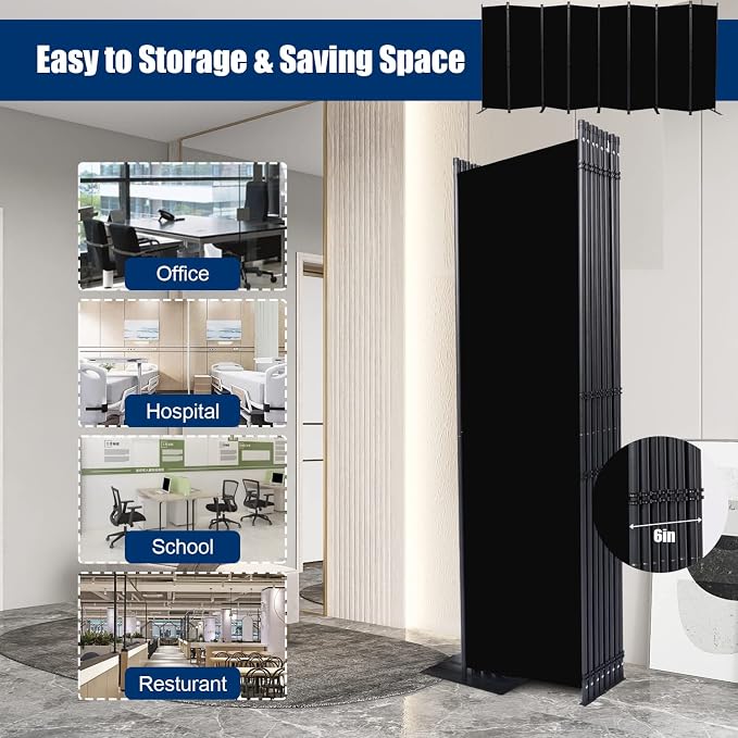 Room Divider 6FT Portable Room Dividers and Folding Privacy Screens, 8 Panel - Image 4