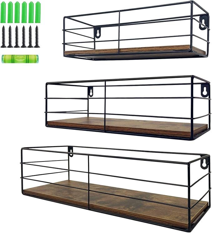 CRUGLA Floating Shelves Wall Mounted Set of 3, Hanging Storage Wall Shelf - Image 9