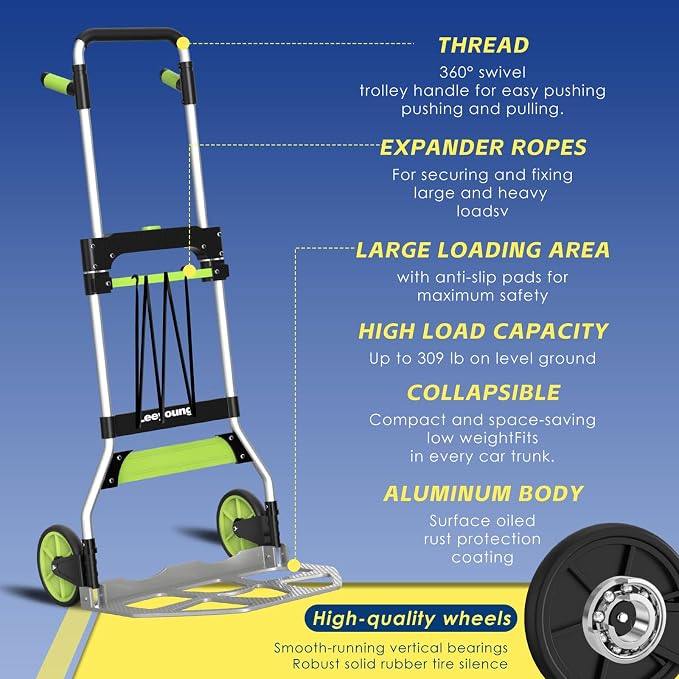 Leeyoung Folding Hand Truck and Dolly, 309 lb Capacity Aluminum Portable Cart - Image 5
