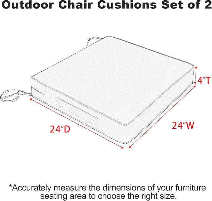 Favoyard Patio Chair Cushions 24 x 24 x 4 Inch Waterproof Outdoor Seat Cushions - Image 2
