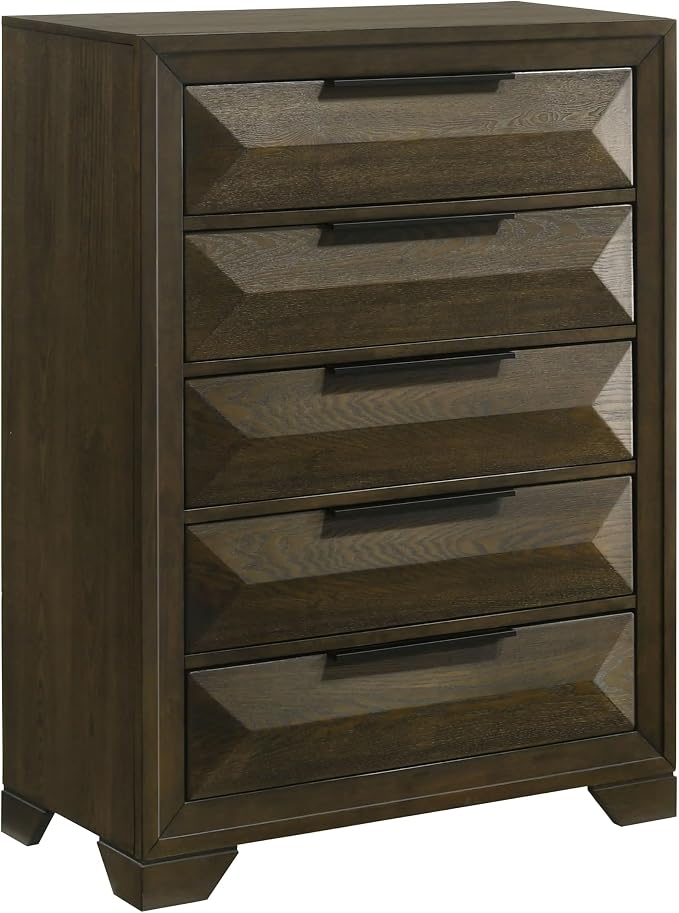 Kings Brand Furniture 6-Piece Modern & Premium Bedroom Set in Walnut Wood Finish - Image 4