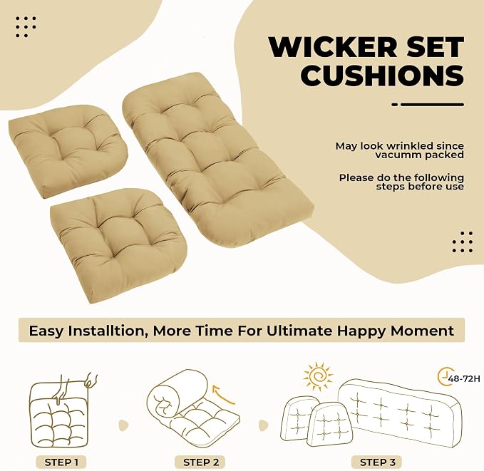 DANGHOOGY Wicker Chair Cushions, Waterproof Outdoor Loveseat Cushions - Image 6