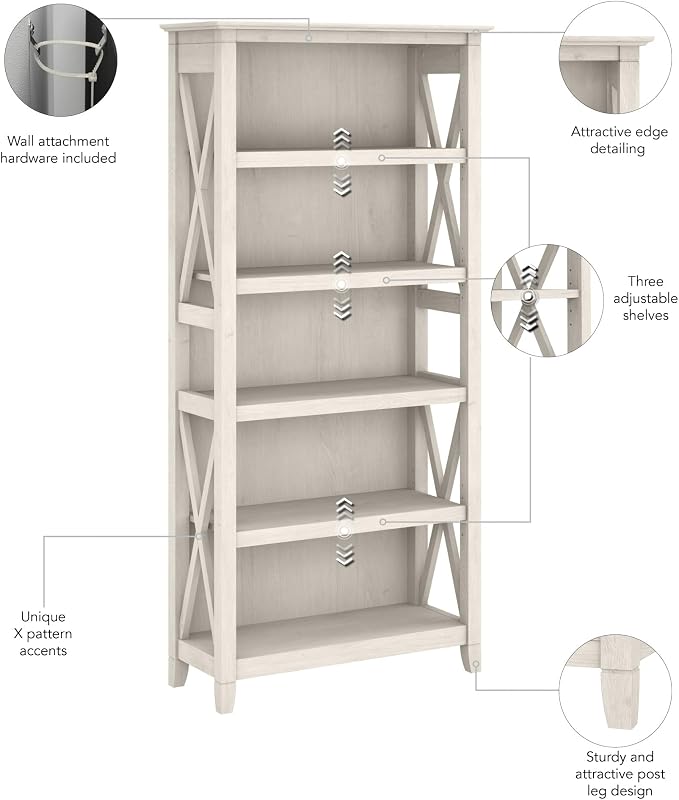 Bush Home Tall 5 Shelf Bookcase - Image 5