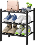 viewcare Small Shoe Rack for Entryway, 3-Tier Black Bamboo Shoe Organizer for by VIEWCARE