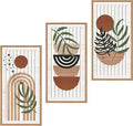 IARTTOP Boho Mid-century Modern Wood Wall Art 8x16 Inch Framed Bohemian by IARTTOP