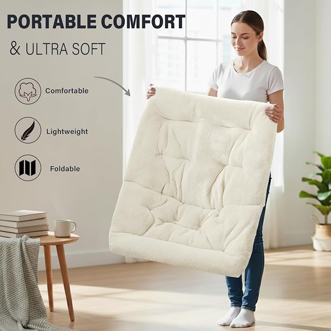 Tiita Folded Chair with Straight Ottoman, Soft Faux Fur Oversized Folding - Image 7