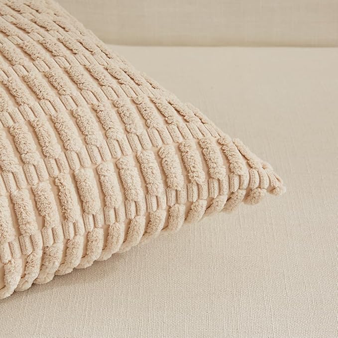 Fancy Homi 4 Packs Neutral Decorative Throw Pillow Covers 18x18 Inch - Image 4