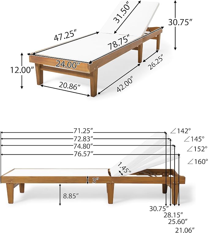 Christopher Knight Home Dina Set of 2 Chaise Lounge Chair Outdoor, Acacia Wood - Image 2