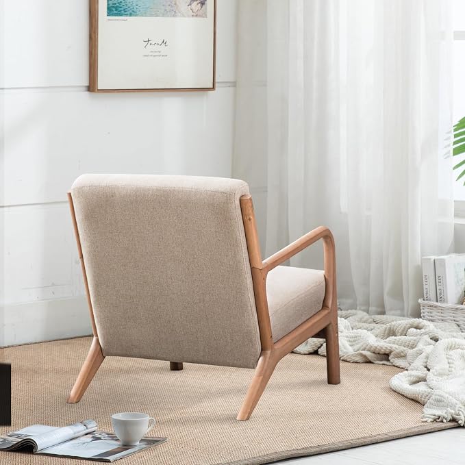 INZOY Mid-Century Modern Accent Chair Set of 2, Upholstered Living Room Chairs - Image 8