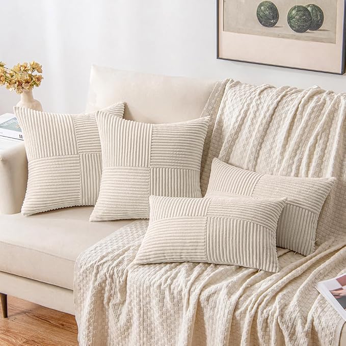 MIULEE Beige Decorative Euro Sham Pillow Covers 24x24 Inch - Image 4