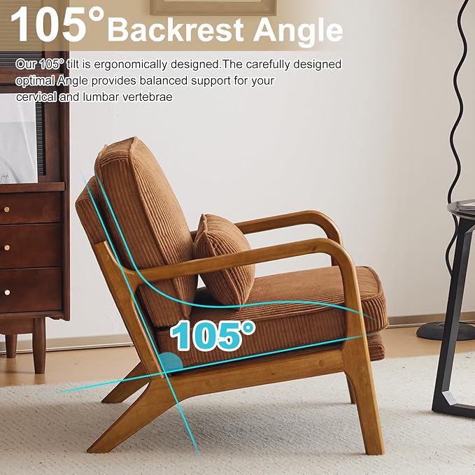 Karl home Mid-Century Modern Accent Chair, Living Room Chairs - Image 4
