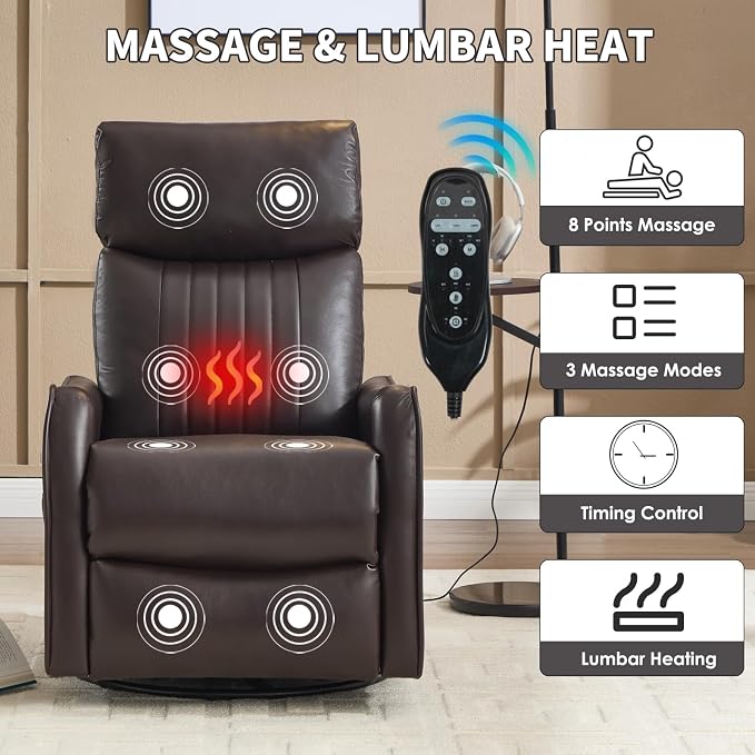 Trustyue Swivel Rocker Recliner Chair, 360° Swivel Recliner - Image 6