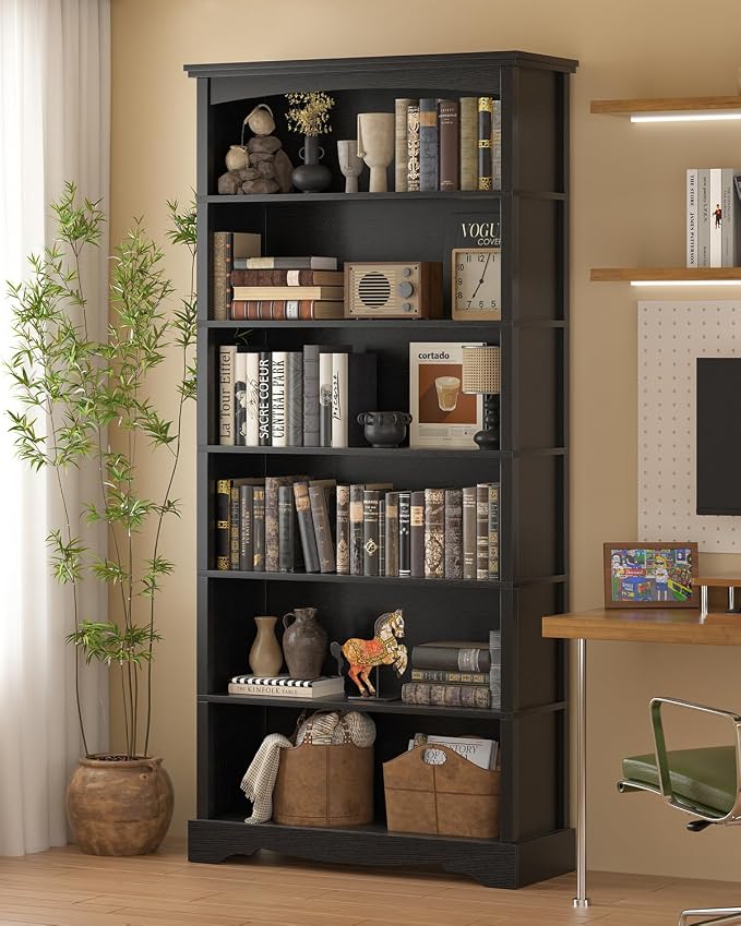 TVU 6-Tier Wooden Bookshelf, 76 Inch Tall Bookshelf - Image 9