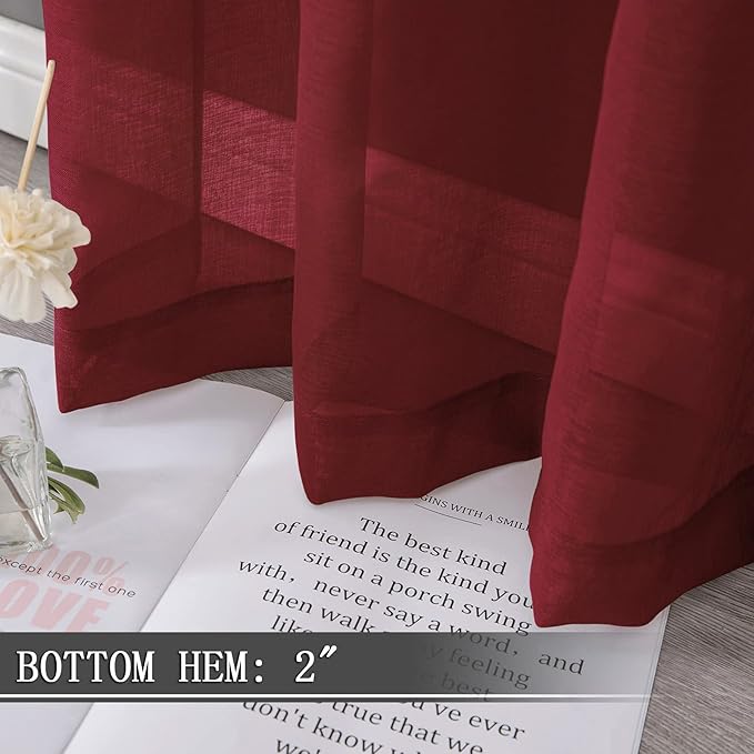 Tollpiz Short Sheer Curtains Linen Textured Bedroom Curtain Sheers Light - Image 4