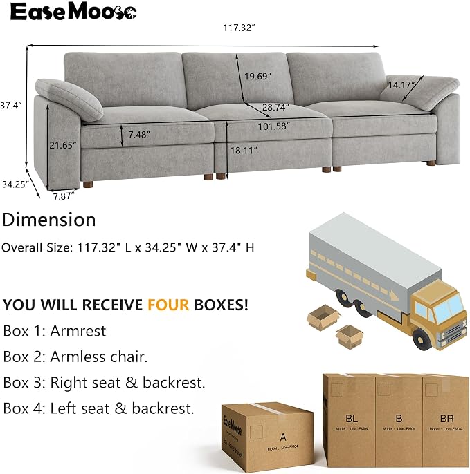 EASE MOOSE Modern Loveseat Sofa - Image 2