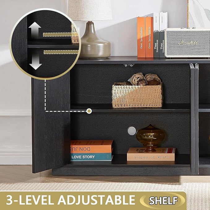64'' Fluted TV Stand for TVs up to 75'', Modern Long Media Console - Image 5