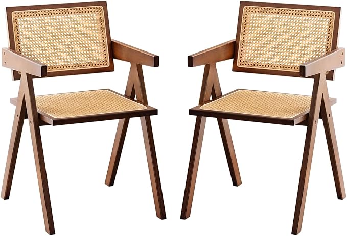 Furlide Rattan Accent Chairs, Modern Mid Century Dining Chairs Set of 2 by Furlide