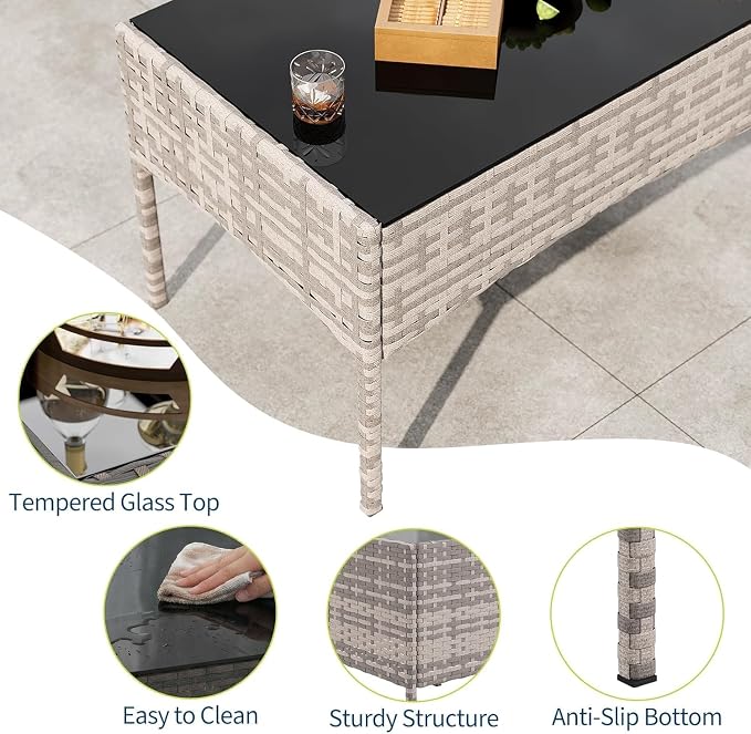 4-Piece Outdoor Furniture Set, PE Rattan Wicker Chairs - Image 6