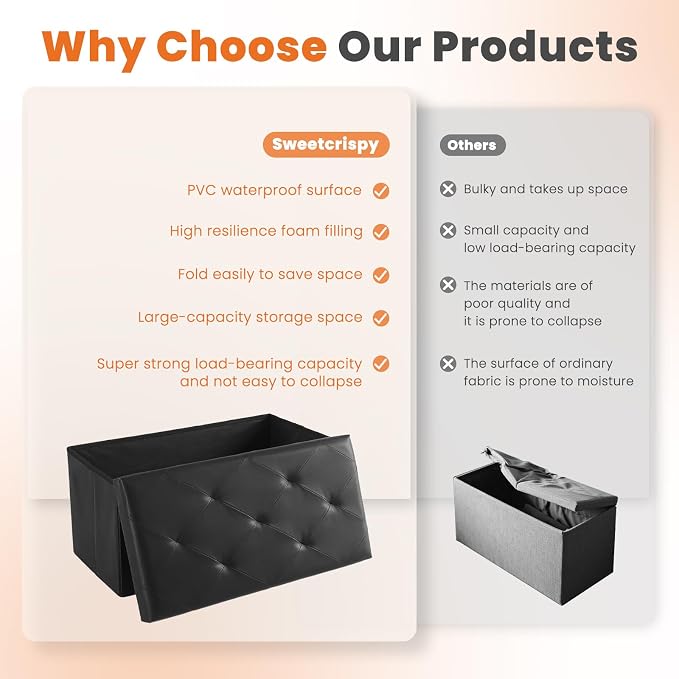 Sweetcrispy 30 Inches Folding Ottoman - Image 5