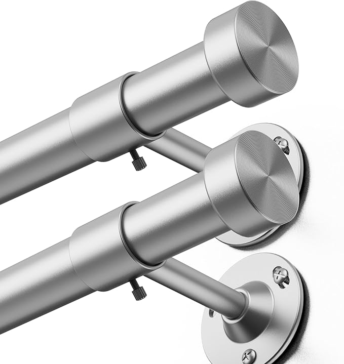 YaFex 2 Pack Heavy Duty Curtain Rods 32-120 Inch, 1 Inch Adjustable Curtain Rod by YaFex
